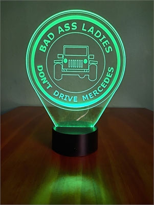 3D LED Lamp Jeep "Bad Ass Ladies" #1264 Acrylic Panel by WestofKeyWest